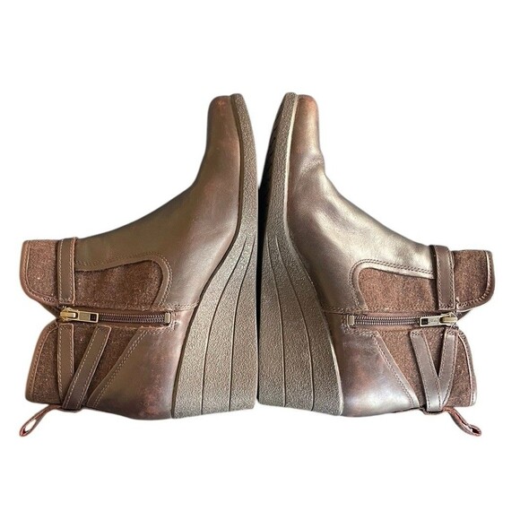 Ugg Emalie Waterproof Leather Wedge Ankle Boots Brown Size 8 Leather Shearling - Picture 7 of 11